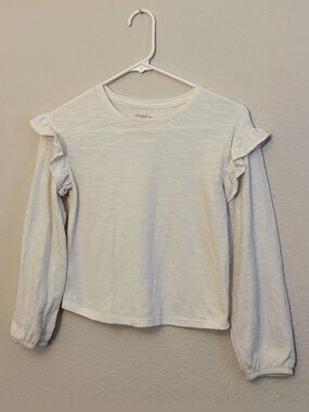Cat & Jack White Long Sleeve Ruffle Tee